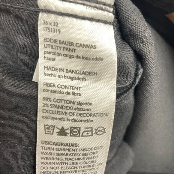 NEW Eddie Bauer Men's 36x32 Canvas Utility Pants Black Cargo Workwear   G1424 - Picture 7 of 8